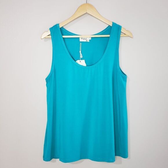 🦋3/$25 Papa Large Turquoise Bamboo Sleeveless Tank Top NWT - Picture 1 of 7